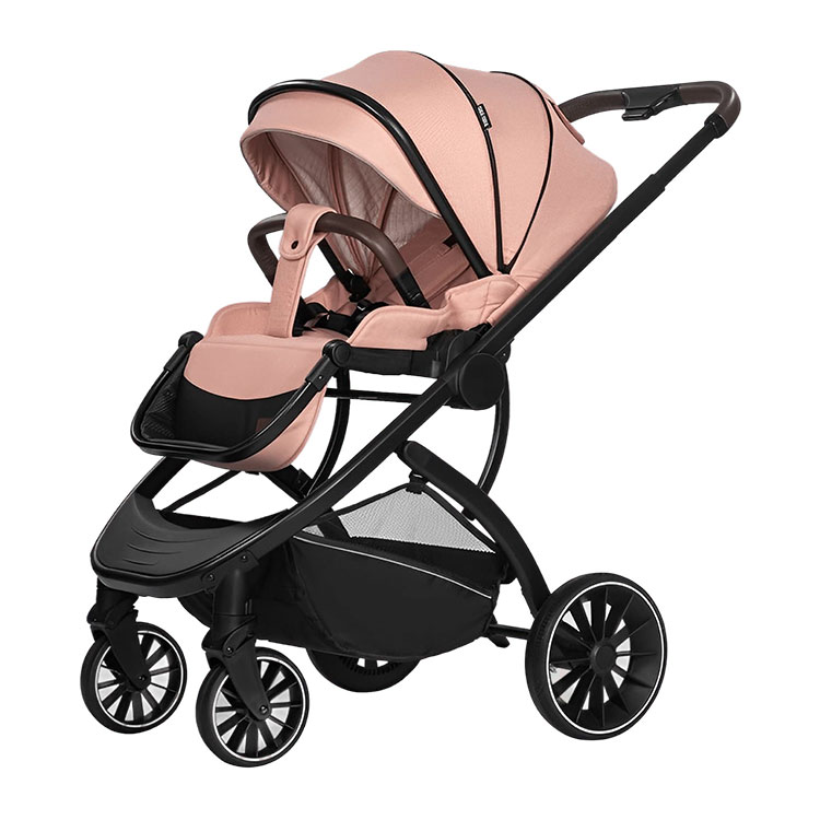 Een luxe draaibare kinderwagen en autostoelcombinatie